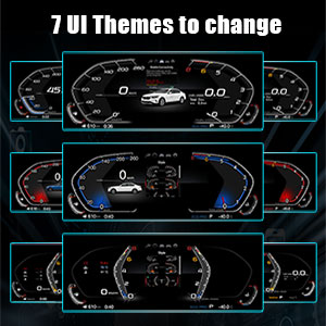 Text reads 'Core Functions' with eight circular icons including: Tire Pressure, Fan/AC, Non-Operating Time, Steering Wheel, Temperature, Navigation, and other vehicle-related functions on dark blue background.