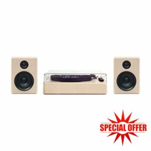 Gadhouse Dean Record Player with Speakers - Bluetooth Turntable Stereo Shelf System with 50W Bookshelf Speakers