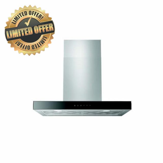 Cookology Essentials AEHBOX70SS Extractor Hood 70cm - T- Shaped Box Cooker Hood Wall Mounted - 3 Speeds - 647 m3/hr Air Flow - 2 LED Lights - Energy Rating A - 2 Grease Filters - Stainless Steel