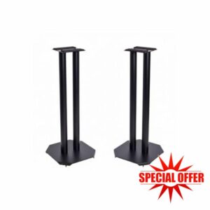 QTX | Studio Monitor Stands 50cm in Height – Supplied in Pairs | Black Steel Speaker Stands with Floor Spikes | Ideal for Home Studio