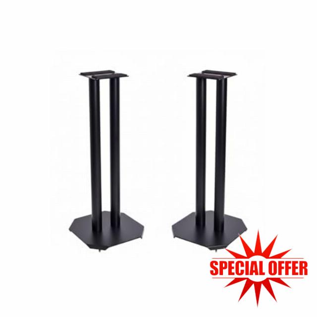 QTX | Studio Monitor Stands 50cm in Height – Supplied in Pairs | Black Steel Speaker Stands with Floor Spikes | Ideal for Home Studio