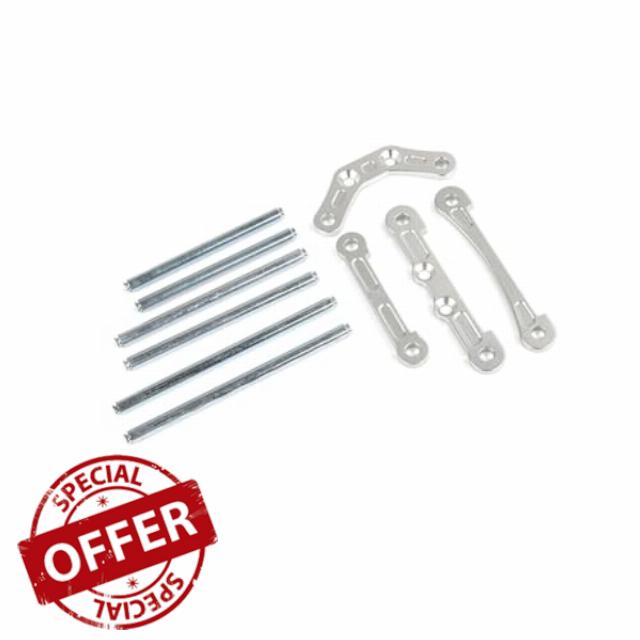 CNC Alloy Front and Rear Brace and Hinge Pins Brace Mounts Holders for 1/5 HPI Baja 5B RC Car Parts (Silver)