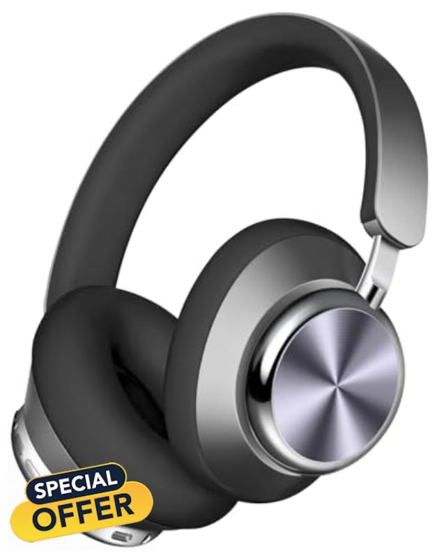 Wentronic Y03 Bluetooth Headphones Wireless Active Noise Cancelling Over Ear Headphones 48 Hours Playtime 6 EQ Music Mode High Sound Quality Headphones with Soft Ear Cushion - Grey