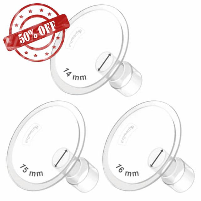 Maymom MyFit Flanges Classic/Conical Shape Goldie Pack 14 15 16 mm Compatible with Medela Breast Pumps and Wide Base and Narrow Base Connectors