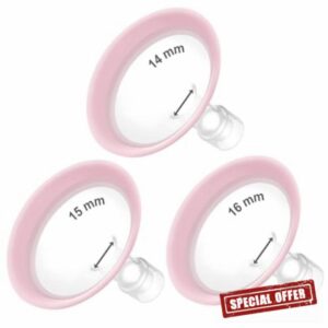 Maymom MyFit Flanges Pano Goldie Pack 14 15 16 mm Compatible with Medela Breast Pumps and Wide Base and Narrow Base Connectors