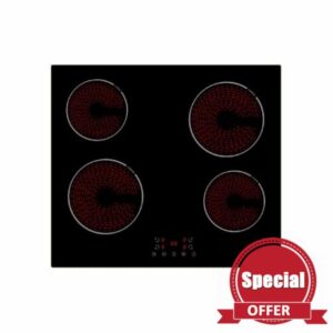 Cookology Essentials AECH60T Ceramic Hob 60cm - Electric Hob with 4 Zones - Front Touch Controls - 9 Power Levels - Timer - Residual Heat Indicators - Child Safety Lock - Built-in Hob - Black