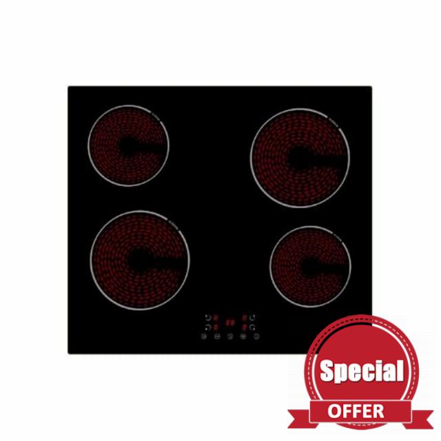 Cookology Essentials AECH60T Ceramic Hob 60cm - Electric Hob with 4 Zones - Front Touch Controls - 9 Power Levels - Timer - Residual Heat Indicators - Child Safety Lock - Built-in Hob - Black