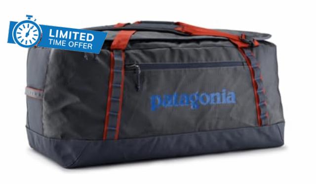 Patagonia Black Hole Duffel 100L Smolder Blue w/Amanita Red