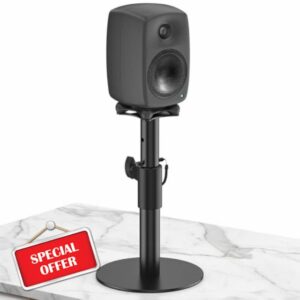 Height Adjustable Desktop Speaker Stand for Genelec G3/8030C/8330A Desk Speaker Stands with Cable Management - Metal Desktop Studio Monitor Stands for Genelec Studio Monitors Up to 30Lbs