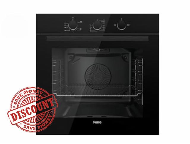 Ferre QGDMD 77DT1 CS - 60cm Built-in Gas Single Oven - 69L - Fan & Grill Function - Black           [Energy Class A]