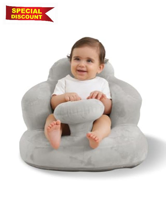Velvet-Covered Inflatable Baby Seat with Built-in Pump | A Supportive Bumbo Seat for Babies 3-36 Months | The Baby Chair Perfect for Learning to Sit
