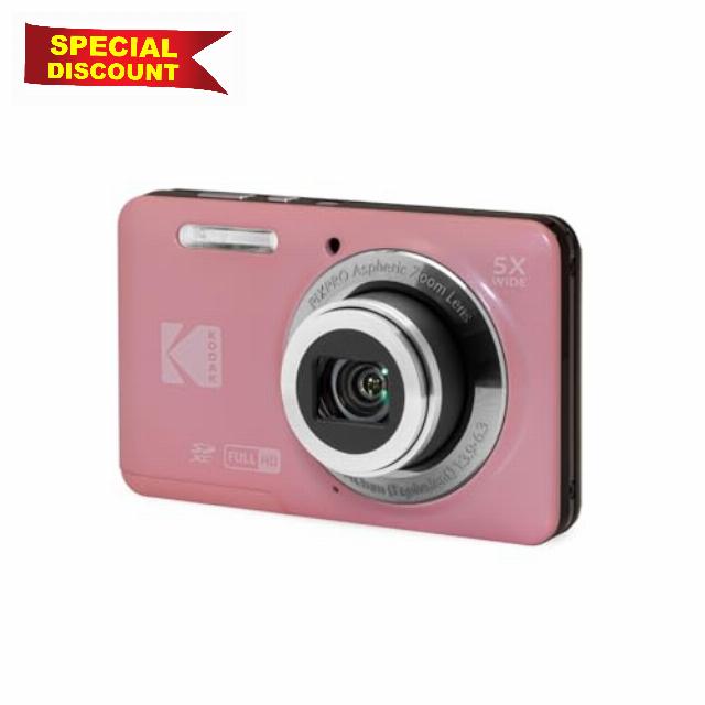 Kodak PixPro Friendly Zoom FZ55 16MP 1080p Full HD Digital Camera with 5X Optical Zoom Vlogging Camera (Pastel Pink)