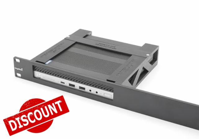 hingsINrack Rack Mount for HP Elitedesk 800 G3 mini - Injection Molded Front Panel and 3D Printed Rear arms 19inch 1U
