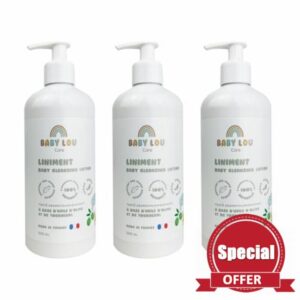 BABYLOU CARE Baby Liniment 3 x 500 ml | Baby Changing Cleansing Care for Sensitive Skin | 100% Natural & Vegan Ingredients Made in France | Protects
