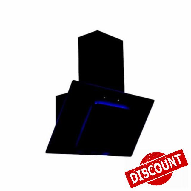 Cookology Essentials AEHBLUE70BK Extractor Hood 70cm - Angled Chimney Cooker Hood Wall Mounted - Blue LED Strip Lighting - 3 Speeds - Touch Controls - 371.5 m3/hr Air Flow - Grease Filter - Black