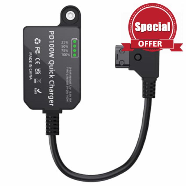 Bosiyrggrl New Dummy Battery D-TAP V-Port to PD 100W Bidirectional Charging and Discharging Module USB Power Adapter for Cameras