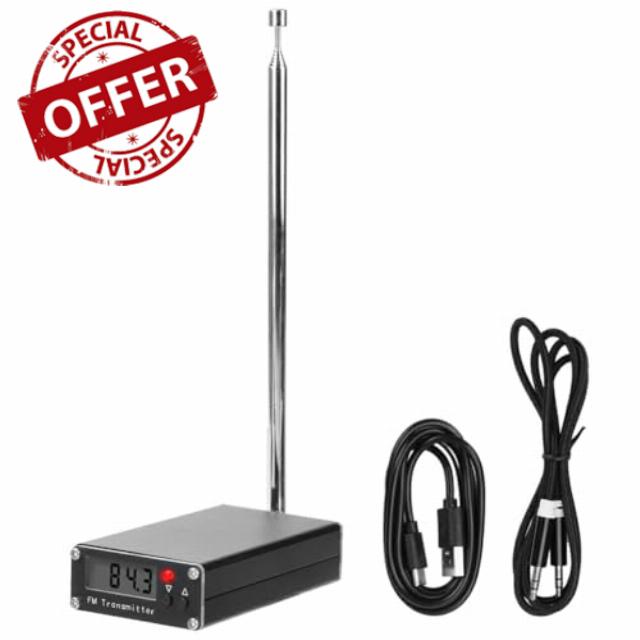 FM Transmitter 0.5W Digital Display Portable Radio Station Long Range 2000 Meters Stereo Broadcast 76-108MHz Equipme