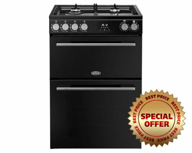 Belling 60cm wide Double Oven Dual Fuel BEL FSA VISION 60DF Cooker - Black/Silver Steel - A Rated           [Energy Class A]