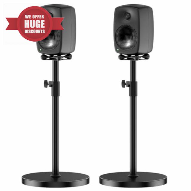 Height Adjustable Speaker Stands Pair for Genelec G Two 8020D 8320A Speaker Stand with Cable Management - Heavy Duty Floor Speaker Stand for Genelec Studio Monitor Stands Up to 30 Lbs