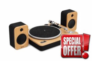 House of Marley Stir It Up Wireless 2 Turntable with Speakers - Sustainably Made Bluetooth Record Player & 10W Bookshelf Speakers