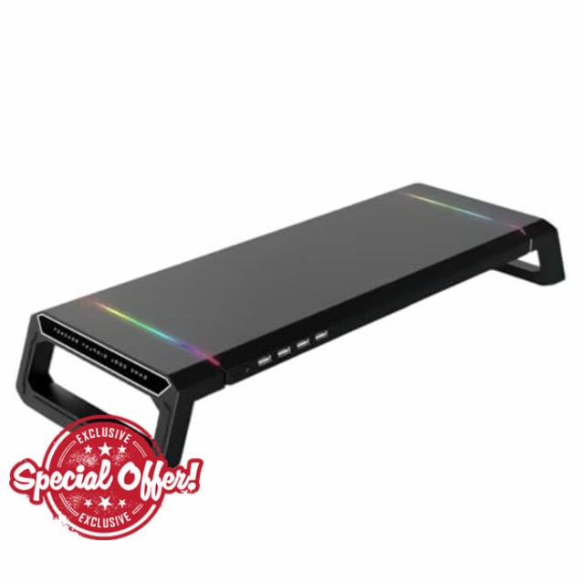 Computer Monitors Stand Risers With USB Hubs LED Light Foldable Computer With Storage Drawer And Phone Holder Type C Data Po