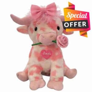 OLYGEE Highland Cow Stuffed Animal-Valentine Plush Cute Plushies Fluffy Cow Gifts Realistic Highland Cows Plush Figure Weighted Cattle Peluches Toys Decor (#B)