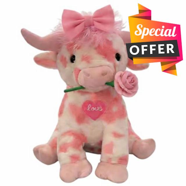 OLYGEE Highland Cow Stuffed Animal-Valentine Plush Cute Plushies Fluffy Cow Gifts Realistic Highland Cows Plush Figure Weighted Cattle Peluches Toys Decor (#B)