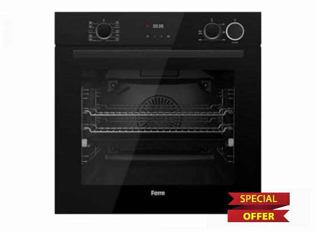 Ferre QXDMD 662S CS - 60cm Electric Built-in Oven - SteamArt - 10 Functions - 73L - FryArt Turbo Fan & Turbo Resistant & Grill Resistant - Black           [Energy Class A]