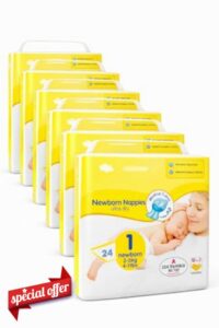 6× Lupilu Newborn Nappies - Ultra Dry | Size 1 Nappies Newborn 2-5kg(4-11lbs) 24pcs Each Pack (144 Nappies)