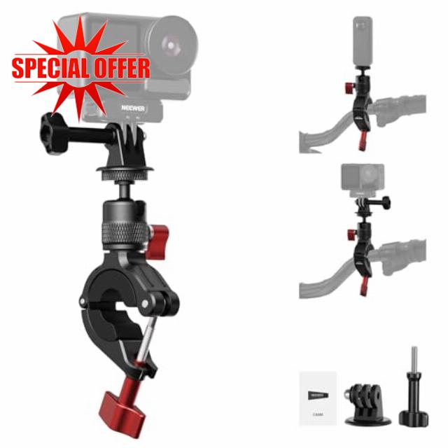 NEEWER Motorcycle Bike Handlebar Mount Compatible with GoPro DJI Osmo Action Cameras