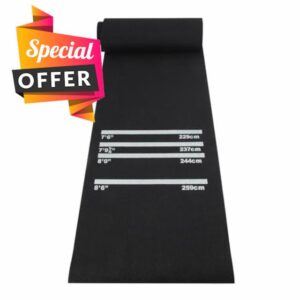 LN COZY CORNER Professional Darts Mat with 4 Standard Throwing Lines Oche - Heavy Duty Non-Slip Rubber Floor Protection Mat for Steel & Soft Tip Darts - Size 300cm x 62cm