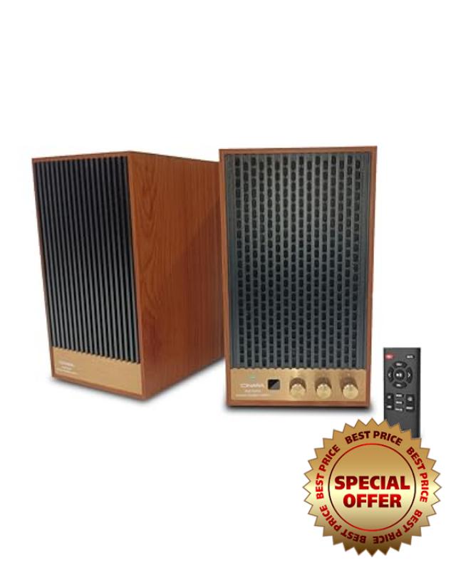 Onara Wave 80s Active Bookshelf Speakers | Retro Wooden Design | 60W RMS Powered Speakers | Bluetooth 5.3