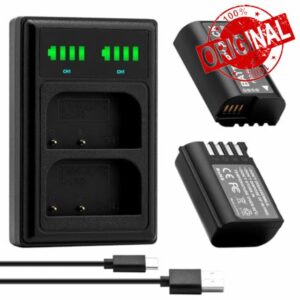 2 x 2200 mAh DWM-BLK22 Battery + LED Dual USB Charger with Type C Port for Panasonic DMW-BTC15 Lumix DC-GH5 II DC-GH6 DC-S5 G9 GH5 GH5S Cameras