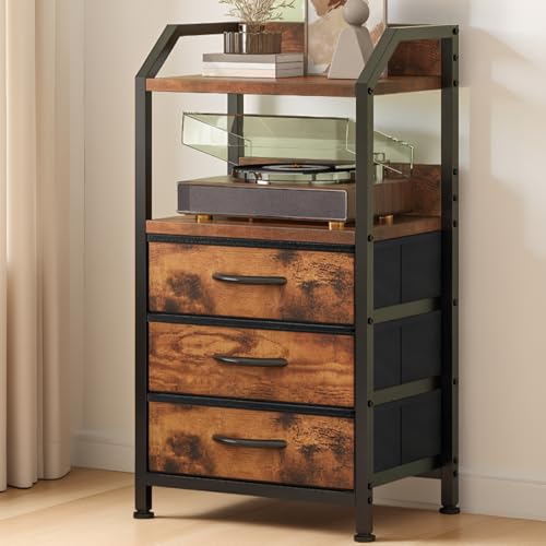 3 Fabric Drawers Storage Unit with Open Cubby