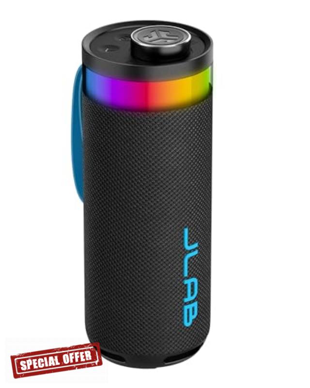 JLab Go Party Portable Bluetooth Speaker with 16H+ Playtime - 10W Wireless Outdoor Travel Speaker with RGB Lights & Lab Quality Sound