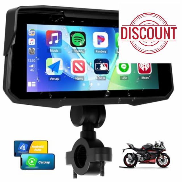 SIXWIN 6.86 Inch Motorcycle GPS Navigation System with Wireless CarPlay & Android Auto