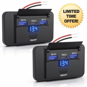 72W 3 Ports 12V RV USB Switch Outlet with Voltmeter