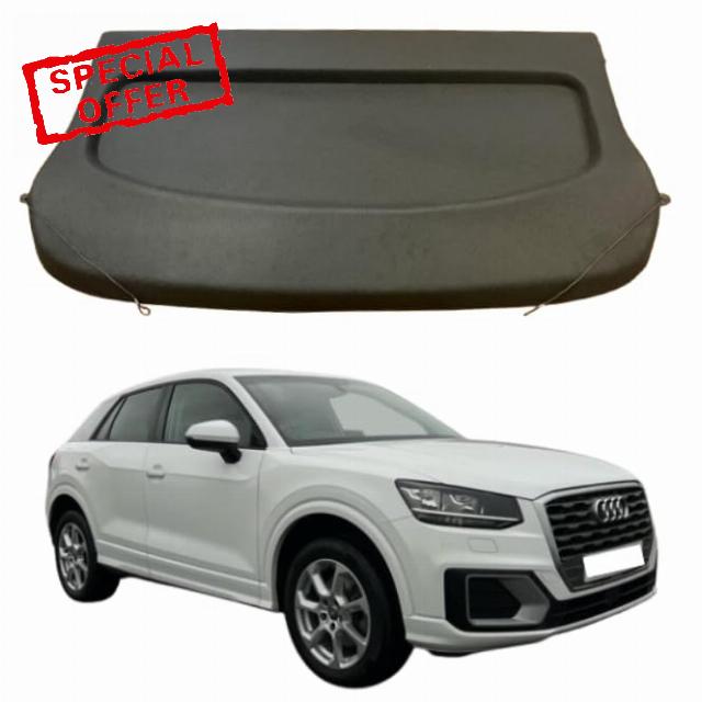 Car Parcel Shelf - Compatible with Audi Q2 2016-2024 | Sturdy Boot Cover with Cord for Extra Storage | Space Saving Car Accessories | Black | TCC Parcel Shelf Direc