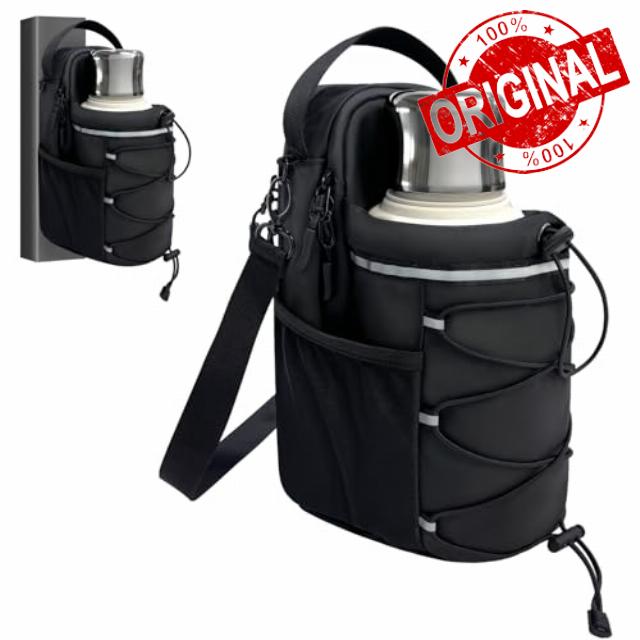 Magnetic Gym Bag Water Bottle Carrier Holder with Strap & Phone Pockets for Men Women