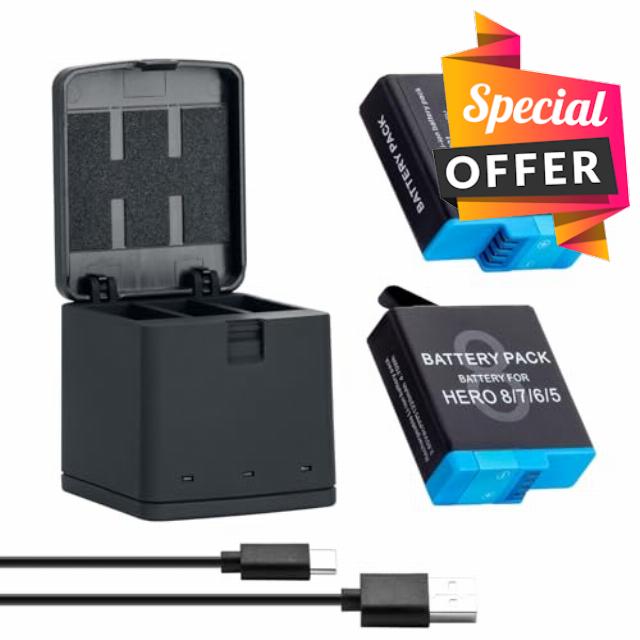 Rechargeable Battery Charger Kit for GoPro Hero 8 Black