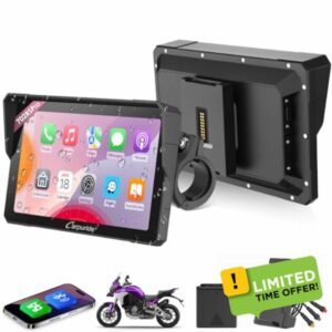 CARPURIDE W702RS Pro Motorcycle Carplay Screen with Radar BSD and BM05 Mount
