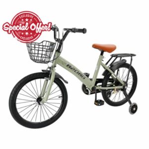 18 Inch Kids Bike with Basket & Training Wheels – Girls Boys Bicycle with Adjustable Seat