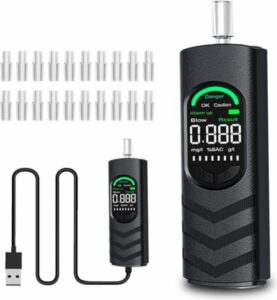 YRHWS Breathalyzer Alcohol Tester with 20 Mouthpieces and USB Rechargeable