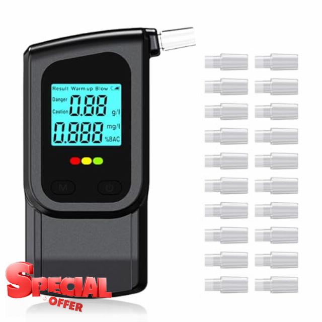 RUTIDA Breathalyzer Alcohol Tester with 20 Mouthpieces