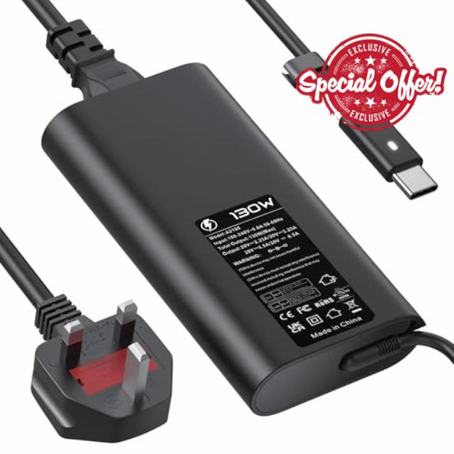 130W USB C Type C Adapter Laptop Charger for Dell XPS 15 2in1 9575 9500 9510 9520 17 9700 9710 Precision 5530 2in1 5550 5750 3560 3550 3551 Latitude 7410 7310 7210 9410 9510 5420 5520 5510 Power Cord