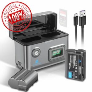 Homesuit EN-EL15c EN-EL15a EN-EL15 Battery 2500mAh & LCD Charger Kit for Nikon ZF Z5 Z6 Z6II Z6III Z7 Z8 D7500 D7000 D7100 D7200 D500 D600 D610 D750 D780 D800 D810 D800E D810A D850 Camera (2-Pack)