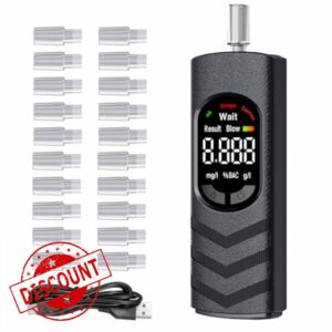 pewpuny Breathalyser Alcohol Tester (Breathalyzer) - USB-C Rechargeable Digital LCD Breath Alcohol Tester with Semiconductor Sensor