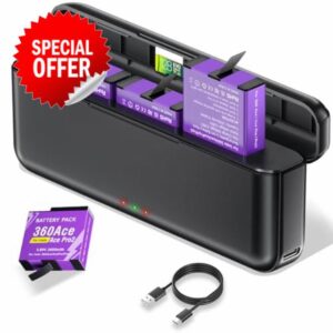 CITYORK 3-Slot Charger and 3PCS 2400mAh Battery Compatible with Insta360 Ace/Ace Pro/Ace Pro 2