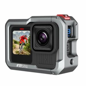 FiTSTILL Aluminum Cage Protective Housing for Go Pro Hero 13/12/11/10/9 Black with Cold Shoe Adapter