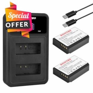 LP-E10 Battery 2-Pack and Dual Port PD Fast Charger for Canon EOS Rebel T3 T5 T6 T7